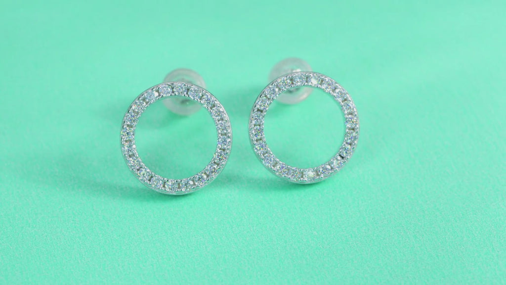 Pavé Circle Moissanite Stud Earrings