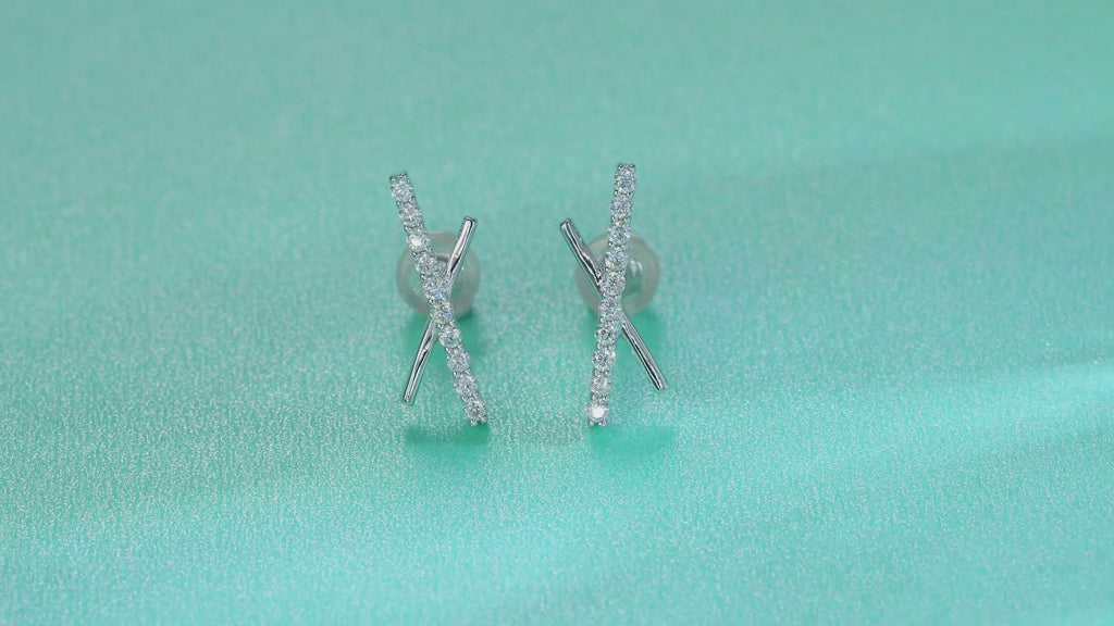 Pavé Cross Bar Moissanite Stud Earrings