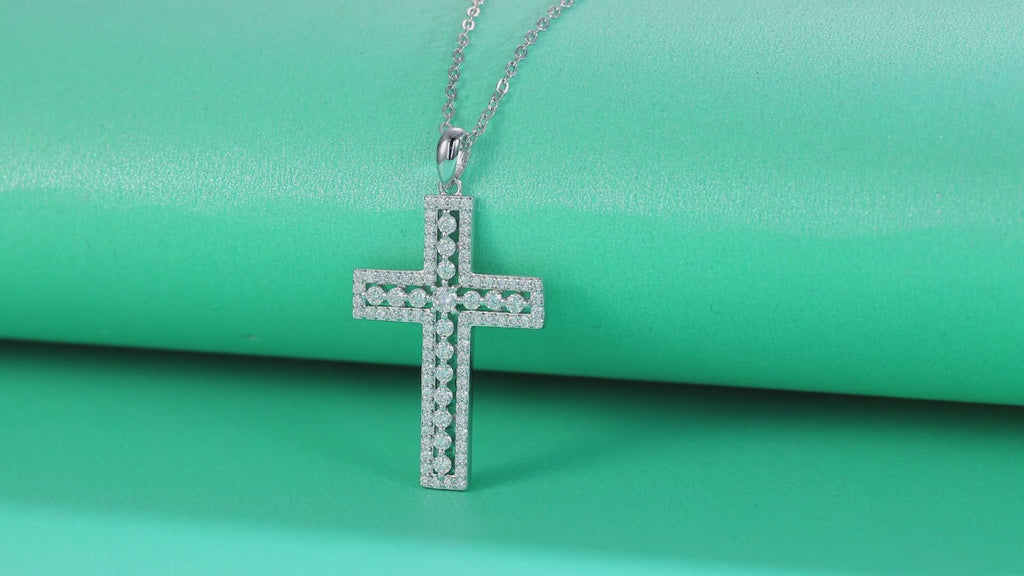 Pavé Moissanite Cross Pendant Necklace