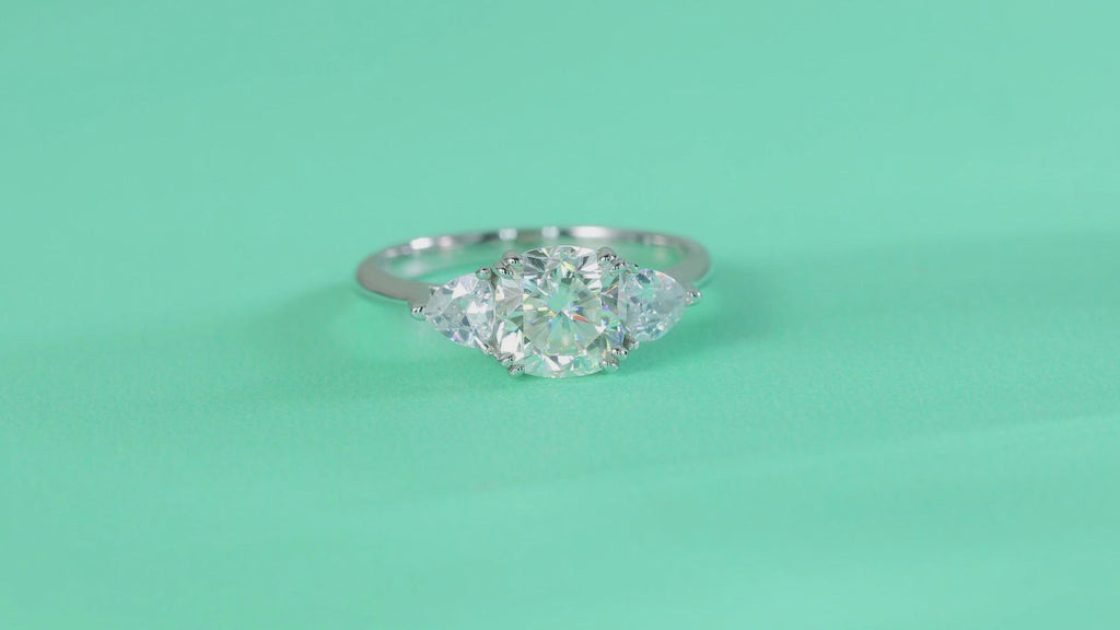 Cushion Cut Moissanite Three-Stone Ring