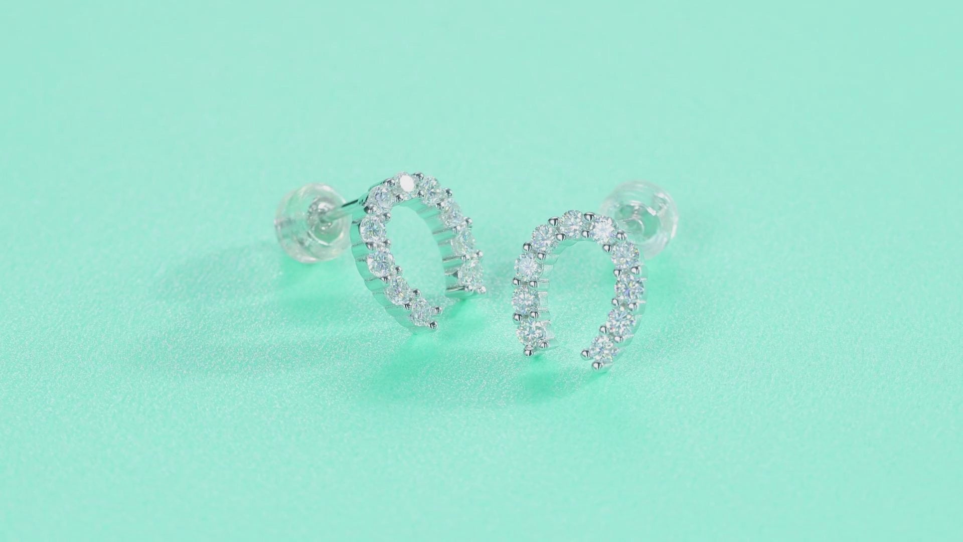 Pavé Horseshoe Moissanite Stud Earrings