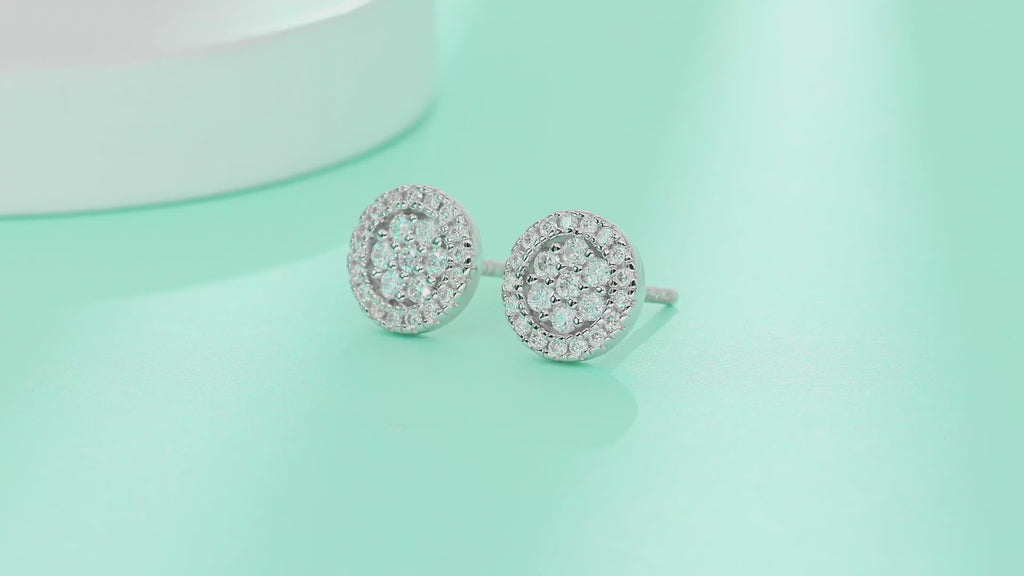 Pavé Moissanite Round Stud Earrings