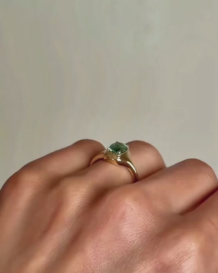 Gold Bezel Stone Ring - Adjustable (One Size)