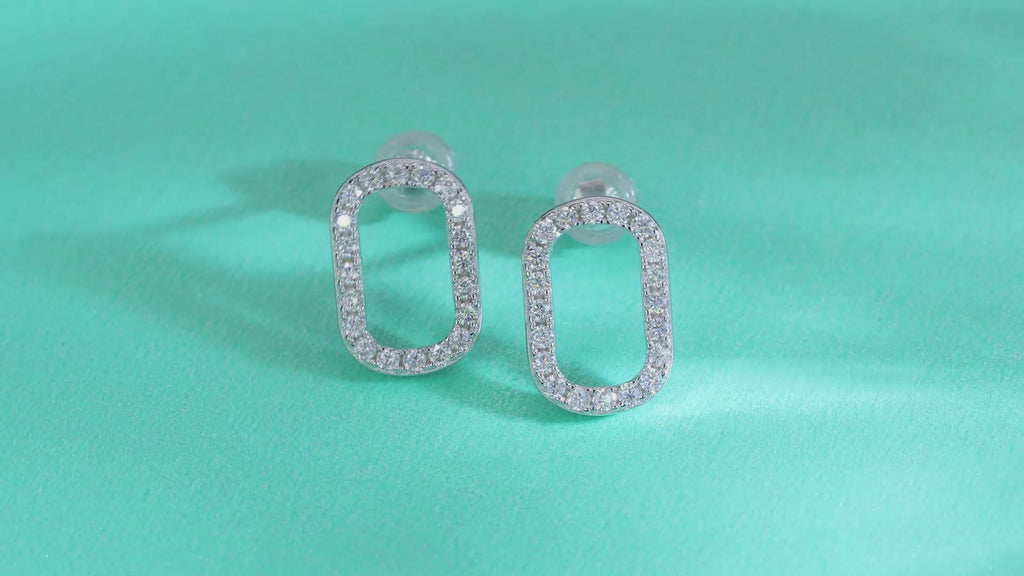Pavé Oval Frame Moissanite Stud Earrings