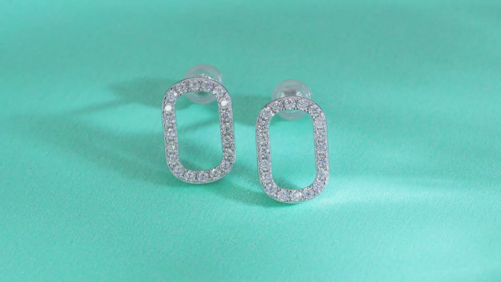 Pavé Oval Frame Moissanite Stud Earrings