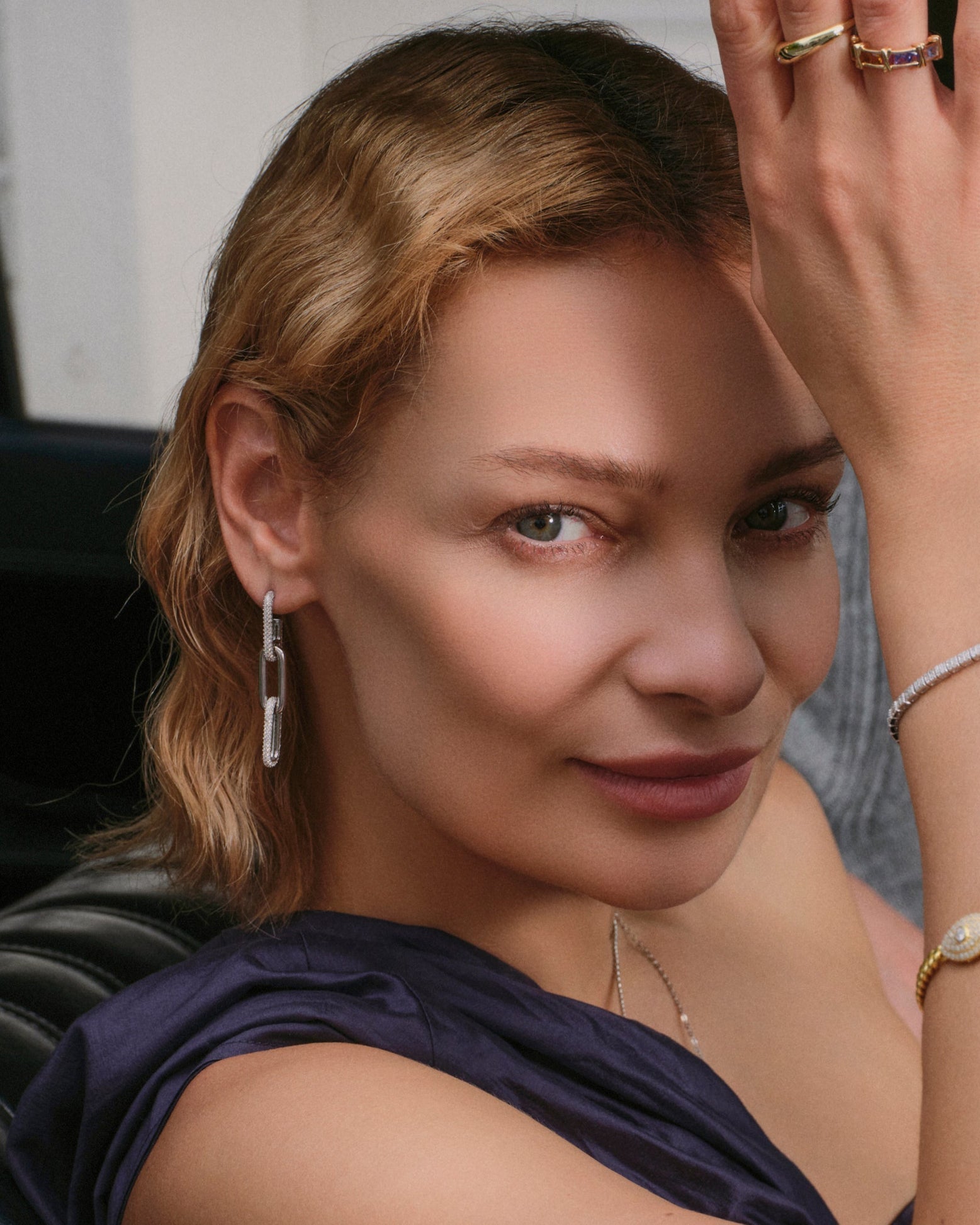 Chain Link Moissanite Drop Earrings