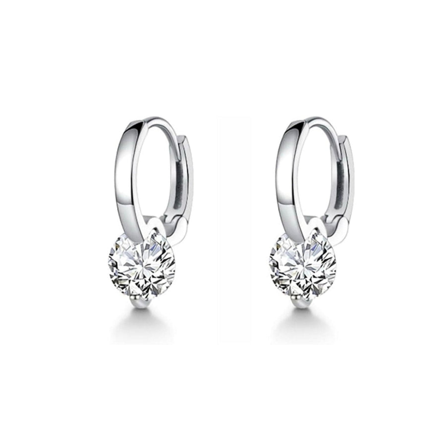 Sterling silver drop earrings with zircon teardrop stones
