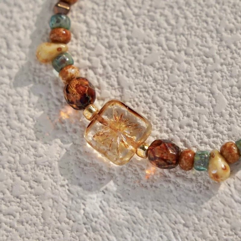 Sunlit Mosaic Bracelet close-up worn on model showing mosaic bead details