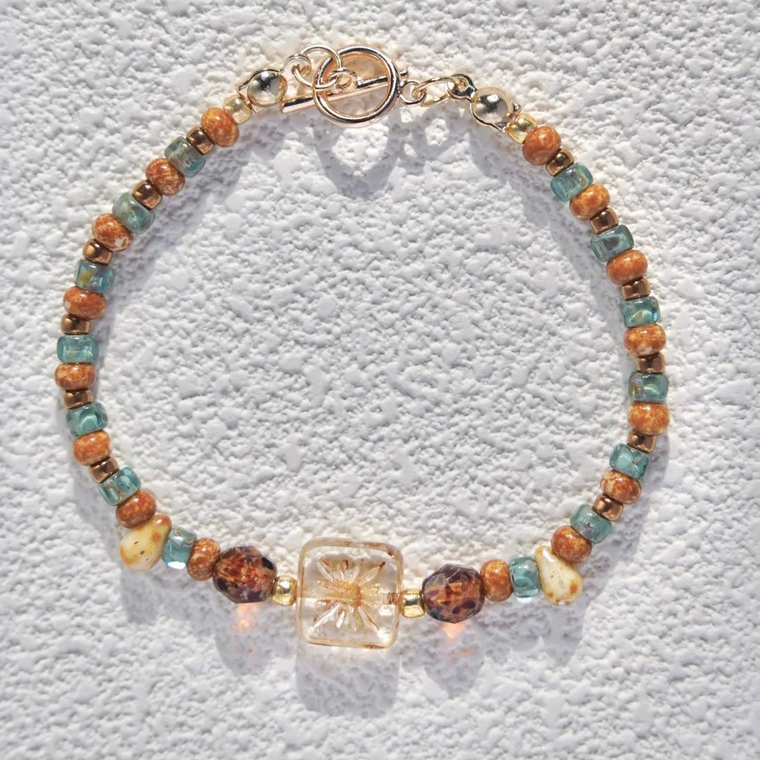 Sunlit Mosaic Bracelet worn by model in relaxed lifestyle setting