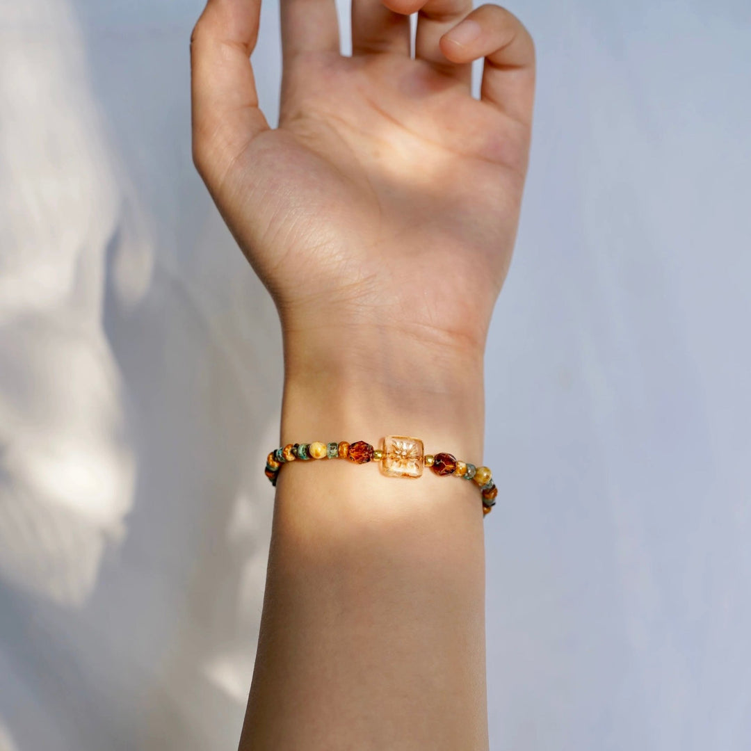 Sunlit Mosaic Bracelet styled on model with layered accessories