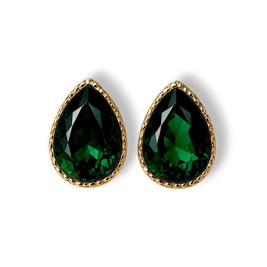 Teardrop Earrings with gold teardrop design on white background