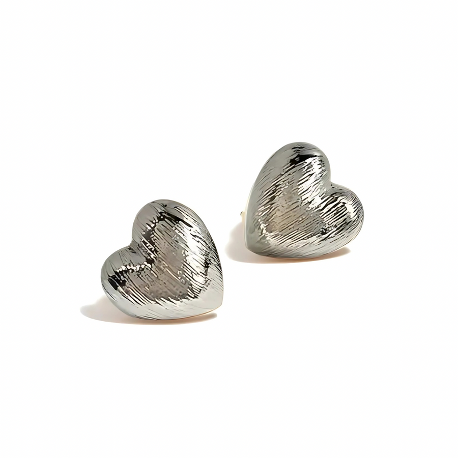 Textured Heart Earrings with gold heart design on white background