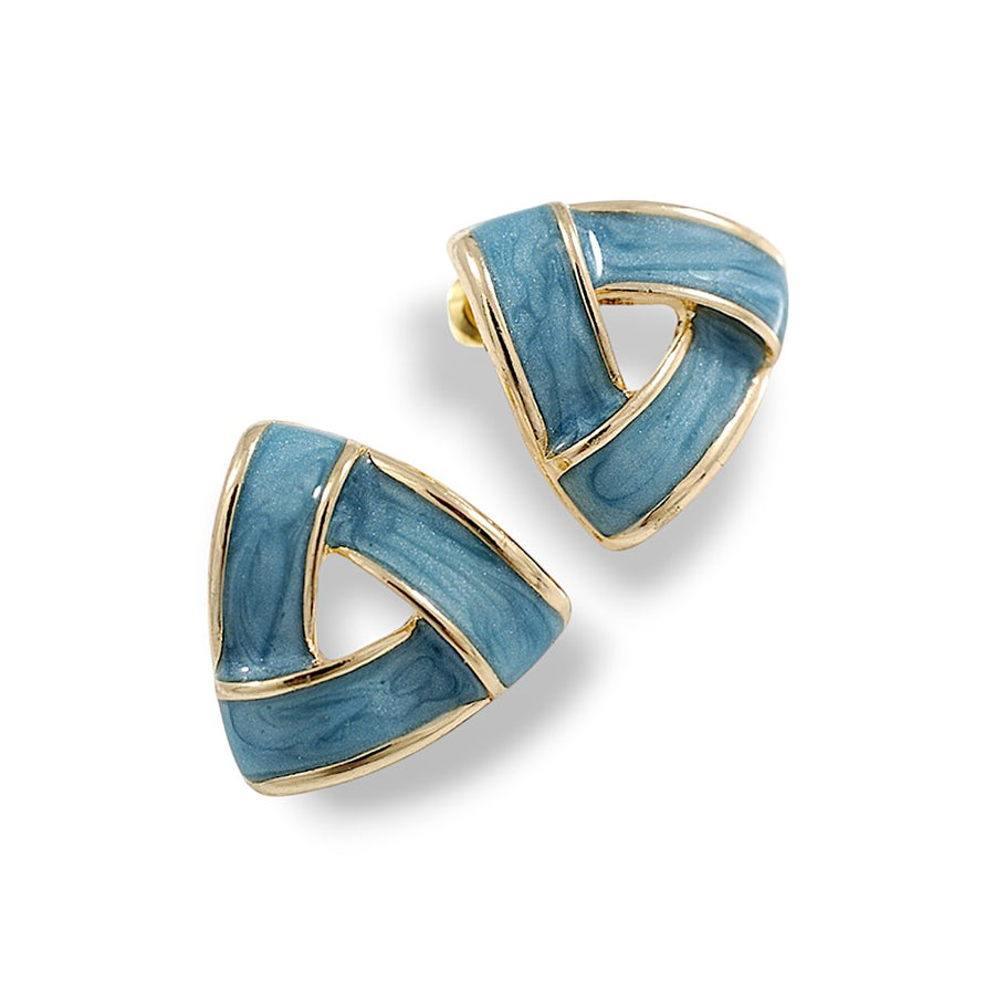Triangle Earrings with sleek gold-tone geometric design on white background