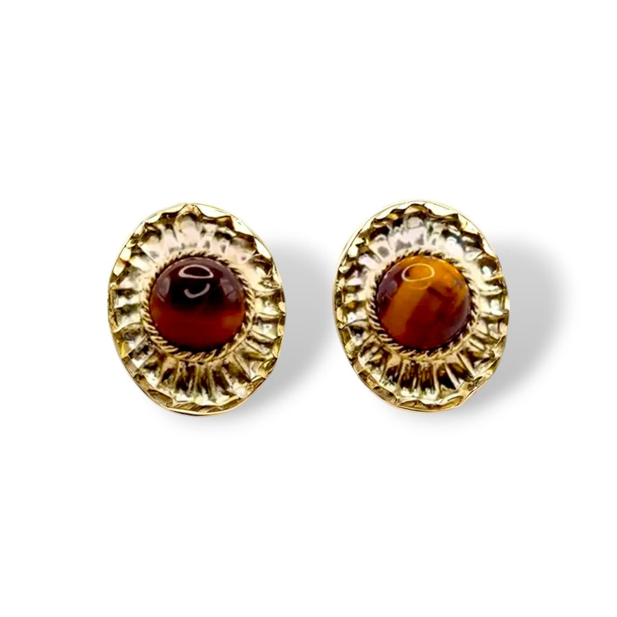 Vintage Earrings with classic gold-tone design on white background
