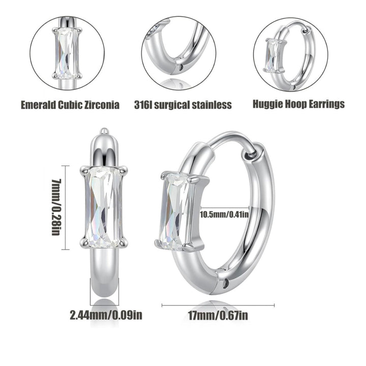 Zircon Huggie Hoop Earrings